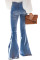 Multicolor Distressed Bell Bottom Denim Pants