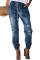 Blue Distress Drawstring Pocketed Joggers