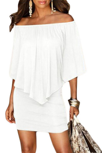Multiple Dressing Layered White Mini Poncho Dress