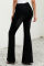 Black Distressed Bell Bottom Denim Pants
