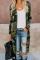 Green Camo Print Long Cardigan