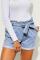Light Blue Paper Bag Waist Denim Shorts