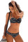 Black Boho Stripes Push up Bikini Set