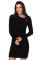 Asymmetric Buttoned Collar Black Bodycon Sweater Dress