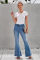 Multicolor Distressed Bell Bottom Denim Pants