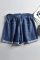 Medium Blue Paper Bag Waist Denim Shorts