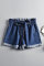 Medium Blue Paper Bag Waist Denim Shorts