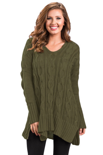 Army Green Oversized Cozy up Knit Sweater