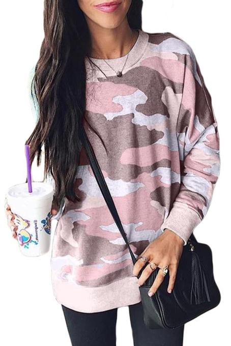 Dusty Pink Digital Camo Print Sweatshirt