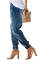 Blue Distress Drawstring Pocketed Joggers