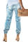 Sky Blue Distress Drawstring Pocketed Joggers