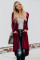 Red Selected Button Down Pocketed High Low Cardigan