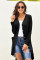 Black Selected Button Down Pocketed High Low Cardigan