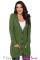 Green Front Pocket and Buttons Closure Cardigan