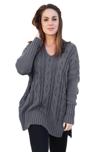 Gray Oversized Cozy up Knit Sweater