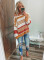 Orange Striped Pattern Knit Sweater