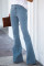 Sky Blue Vintage Casual Pocket Flared Jeans