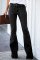 Black Vintage Casual Pocket Flared Jeans