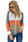 Gray Zipped Front Colorblock Hollow-out Knit Hoodie
