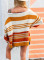 Orange Striped Pattern Knit Sweater