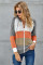 Gray Zipped Front Colorblock Hollow-out Knit Hoodie