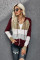Red Zipped Front Colorblock Hollow-out Knit Hoodie