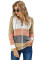 Multicolor Zipped Front Colorblock Hollow-out Knit Hoodie