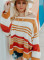 Orange Striped Pattern Knit Sweater