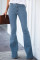 Sky Blue Vintage Casual Pocket Flared Jeans