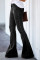 Black Vintage Casual Pocket Flared Jeans