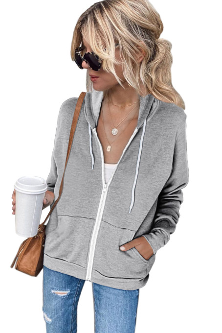 Gray  Zip-up Hoodie Jacket