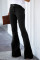 Black Vintage Casual Pocket Flared Jeans