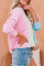 Pink Blue Zipper Drawstring Tie Dye Color Block Hoodie