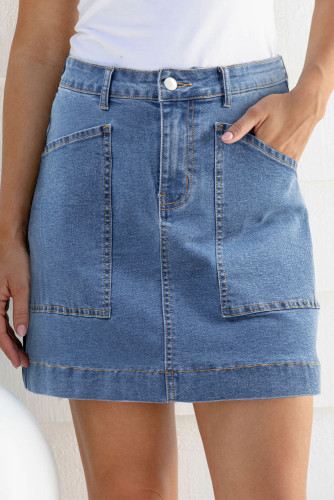 Sidefeel Women's Jean Skirt High Waisted Stretch Casual Summer Denim Skirt