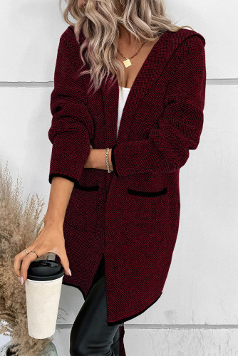 Sidefeel Womens 2025 Fall Outfits Long Sleeve Open Front Contrast Cardigan Sweaters Oversized Chunky Hooded Sweaters Coat