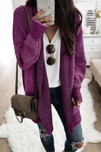Sidefeel Womens 2025 Fall Outfits Long Sleeve Open Front Cardigan Sweaters Oversized Checkered Chunky Knit Sweaters Coat