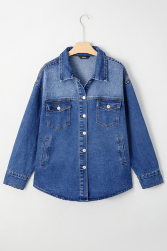 Sidefeel Denim Jacket for Women Long Sleeve Button Down Jean Jackets Oversized Trendy Fall Outfits