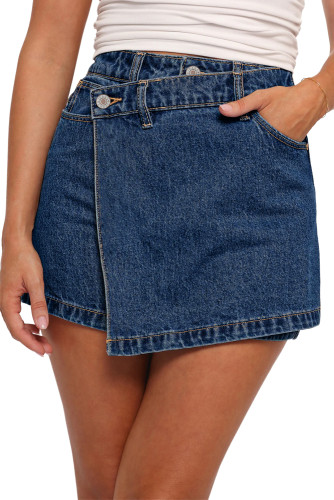 Sidefeel Skorts for Woman High Waisted Jean Skort Wrap Stretchy Asymmetrical Skorts
