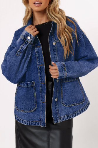 Sidefeel Jackets for Women Casual Trendy Long Sleeve Button Down Oversized Boyfriend Jean Jacket Coat