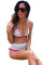 Blue Pom Pom Mesh Insert High Waist Bikini