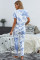 Blue Tie-dye T-shirt Pants PJ Set