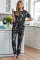 Black Tie-dye T-shirt Pants PJ Set