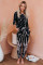 Black Tie Dye Knit Long Sleeve Joggers Set