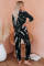 Black Tie Dye Knit Long Sleeve Joggers Set