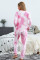 Pink Tie Dye Knit Long Sleeve Joggers Set