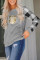 Gray Plaid Splicing Sequined Pocket Long Sleeve Top