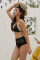 Black Pom Pom Mesh Insert High Waist Bikini
