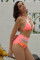 Pink Pom Pom Mesh Insert High Waist Bikini