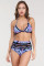 Sky Blue Stripe Tassel Trim High Waist Bikini