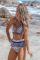 Blue Stripe Tassel Trim High Waist Bikini